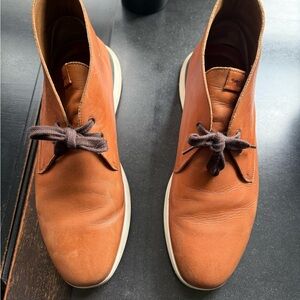 Brown Chukka Boots with Suede Upper and White Sole